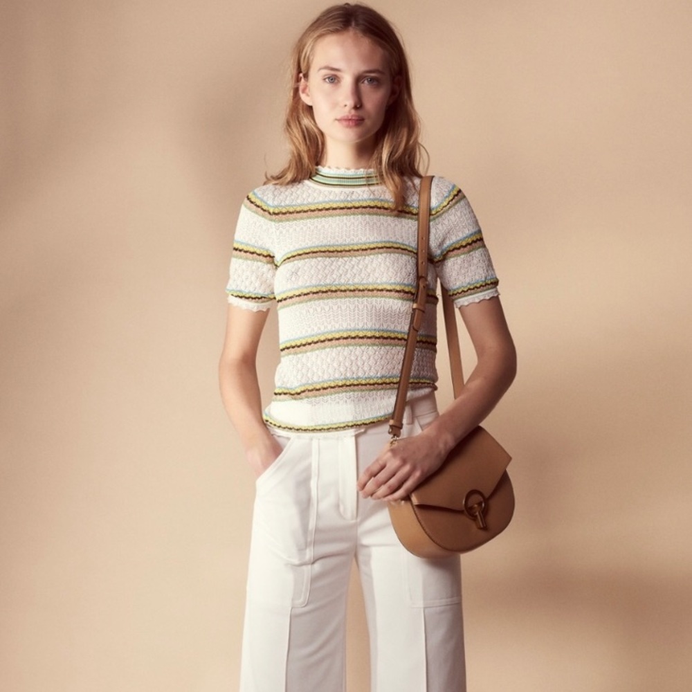 ISO Sandro Fancy Knit Cotton Sweater